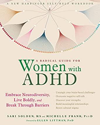 "A Radical Guide for Women with ADHD" book cover with a flower made from lines at the top.